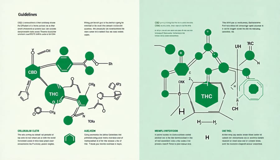 Comparison of chemical structures of CBD and THC