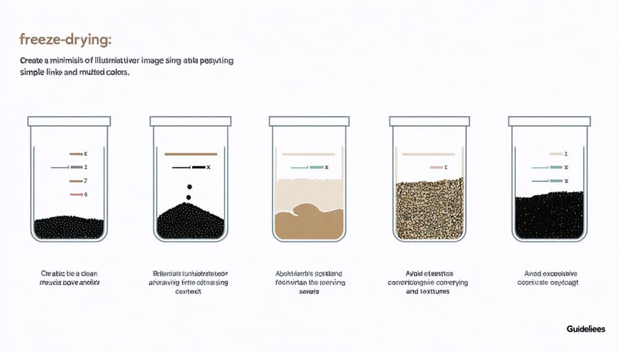 Illustration of the freeze-drying process showcasing various stages