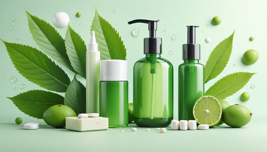 Various skincare products displayed, indicating the use of kratom as an ingredient